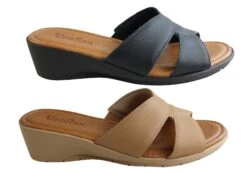 Usaflex Licia Womens Brazilian Comfy Cushioned Leather Slides Sandals(Usaflex Licia Womens Brazilian Comfy Cushioned Leather Slides Sandals) -Skechers Sale Store BEN45