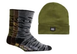 3 Pairs Of Hard Yakka Mens Camo Socks & Beanie Bundle(3 Pairs Of Hard Yakka Mens Camo Socks Beanie Bundle)