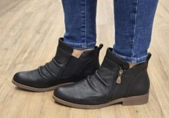 Hush Puppies Chalet Womens Comfortable Black Leather Ankle Boots(Hush Puppies Chalet Womens Comfortable Leather Ankle Boots) -Skechers Sale Store Chalet