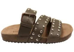 Via Paula Beth Womens Leather Comfort Slides Sandals Made In Brazil(Via Paula Beth Womens Leather Comfort Slides Sandals Made In Brazil)