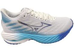Mizuno Womens Wave Rider 28 Comfortable Running Shoes White Blue(Mizuno Womens Wave Rider 28 Comfortable Running Shoes White Blue)