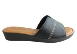 Usaflex Clover Womens Brazilian Comfy Cushioned Leather Slides Sandals(Usaflex Clover Womens Brazilian Comfy Cushioned Leather Slides Sandals)