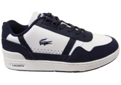 Lacoste Mens Comfortable Leather Graphic Print T Clip Sneakers(Lacoste Mens Comfortable Lace Up Graphic Print T Clip Sneakers)