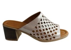 Orizonte Wink Womens European Leather Mid Heel Slides Sandals(Orizonte Wink Womens European Leather Mid Heel Slides Sandals)