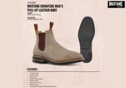 Mustang Mens Signature Pull Up Leather Boots Taupe Suede(Mustang Mens Taupe Chelsea Boots) -Skechers Sale Store Mustang Mens Boots Taupe 7