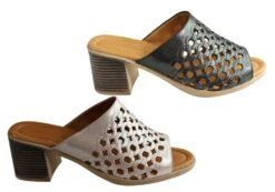 Orizonte Wink Womens European Leather Mid Heel Slides Sandals(Orizonte Wink Womens European Leather Mid Heel Slides Sandals) -Skechers Sale Store y31